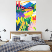 Kleurrijk bloemenlandschap in Fauvistische stijl Canvas Afdruk (Insitu (Slaapkamer))
