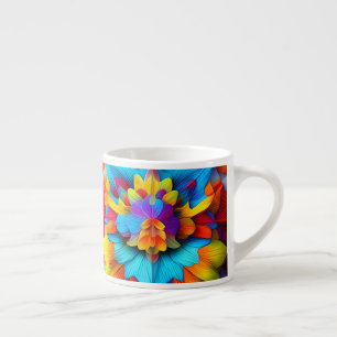 Kleurrijk bloemenmandala ontwerp espresso kop