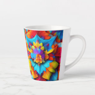 Kleurrijk bloemenmandala ontwerp latte mok