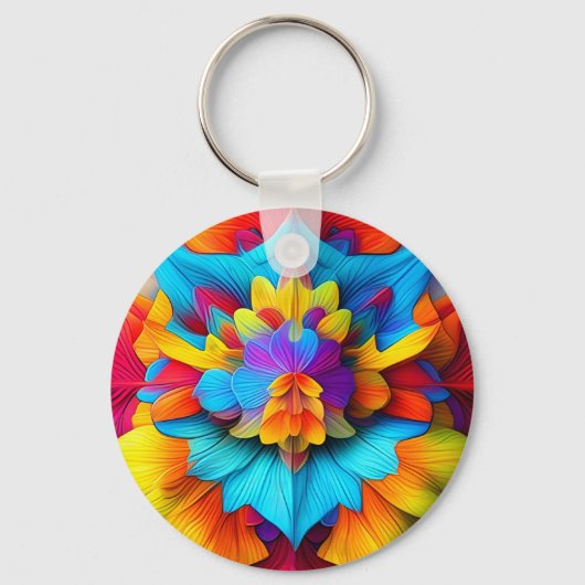 Kleurrijk bloemenmandala ontwerp sleutelhanger (Voorkant)