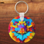 Kleurrijk bloemenmandala ontwerp sleutelhanger (Achterkant)