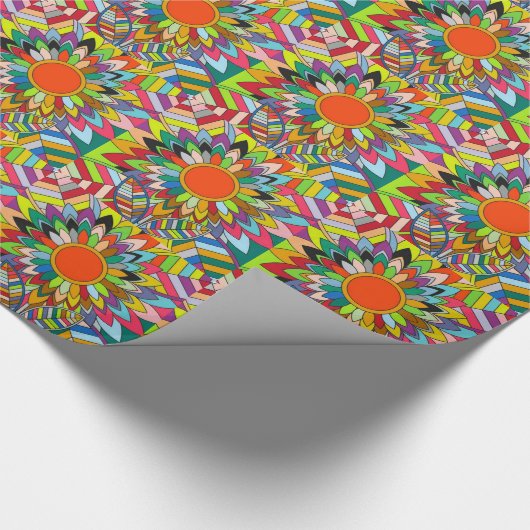 kleurrijk bloemenontwerp mandala yaei cadeaupapier (Hoek)
