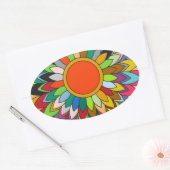 kleurrijk bloemenontwerp mandala yaei ovale sticker (Envelop)