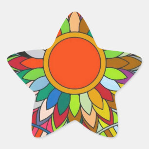 kleurrijk bloemenontwerp mandala yaei ster sticker