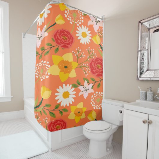 Kleurrijk bloemenpatroon Douchegordijn (In situ)