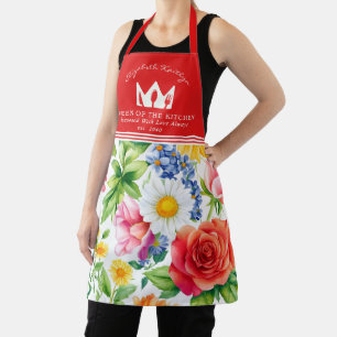 Kleurrijk bloemenpatroon Koningin van de keuken Schort