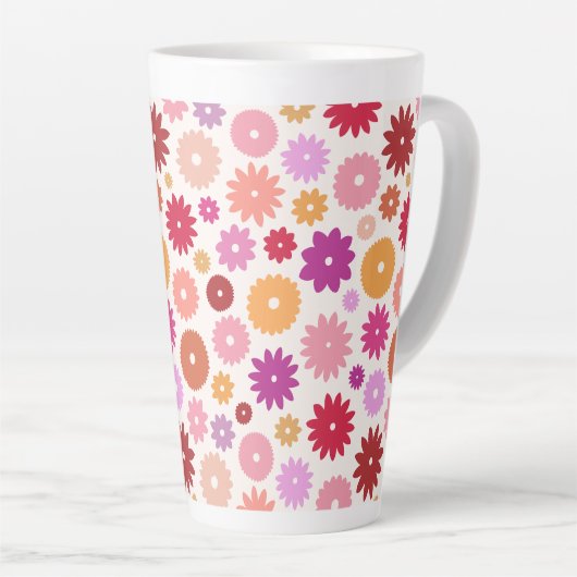 Kleurrijk Bloemenpatroon Latte Mok (Rechterhoek)