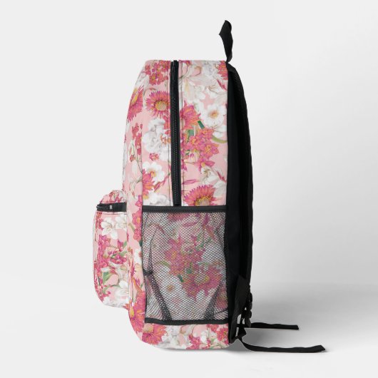  Kleurrijk Bloemenpatroon Roze Custom Meisje Bedrukte Rugzak (Rechts)