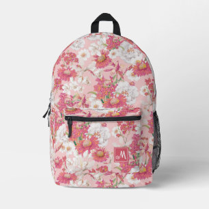 Kleurrijk Bloemenpatroon Roze Custom Meisje Bedrukte Rugzak