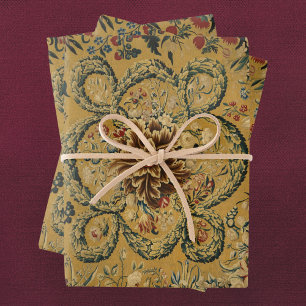 Kleurrijk  bloementapijtpatroon inpakpapier vel