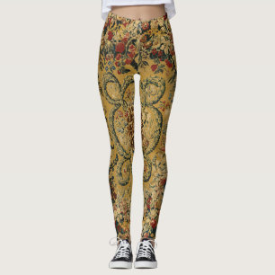 Kleurrijk  bloementapijtpatroon leggings