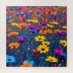 Kleurrijk bloemenveld legpuzzel