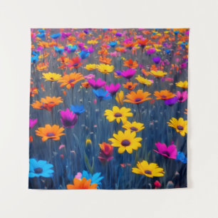 Kleurrijk bloemenveld wandkleed