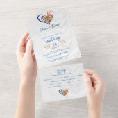 Kleurrijk Bloemhart Mexicaanse Bruiloft All In One Uitnodiging (Afscheurbaar)