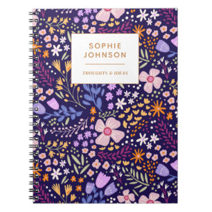 Kleurrijk Bloemig Mooi Meisjesachtig Paars Geperso Notitieboek