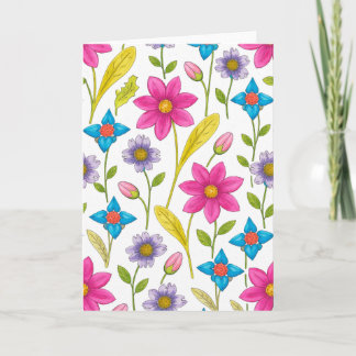 Kleurrijk Bloemmotief Blank Kaart