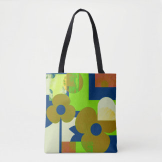 Kleurrijk Bloemmotief Boodschappentas – Schattig e Draagtas
