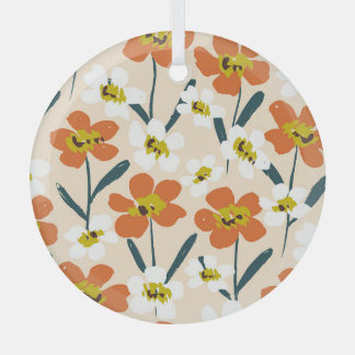 Kleurrijk,  bloemmotief. glas ornament