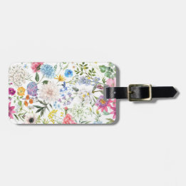 Kleurrijk bloemmotief in vintage stijl bagagelabel
