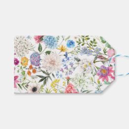 Kleurrijk bloemmotief in vintage stijl cadeaulabel
