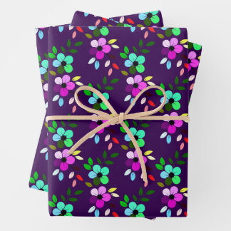Kleurrijk bloemmotief met twee bloemen inpakpapier vel