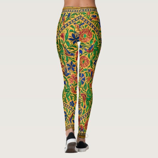 Kleurrijk  bloemmotief met vogeltjes leggings (Achterkant)