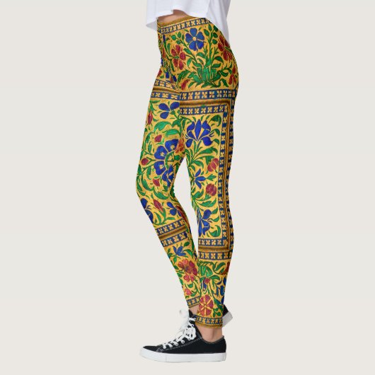 Kleurrijk  bloemmotief met vogeltjes leggings (Links)