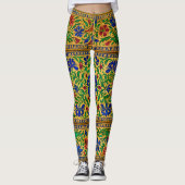 Kleurrijk  bloemmotief met vogeltjes leggings (Voorkant)