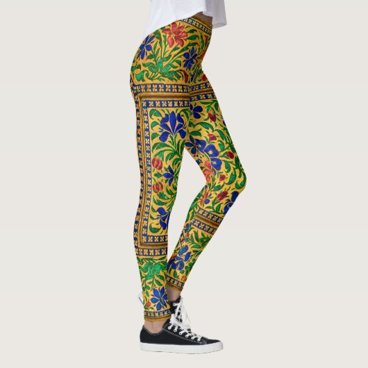 Kleurrijk  bloemmotief met vogeltjes leggings (Rechts)