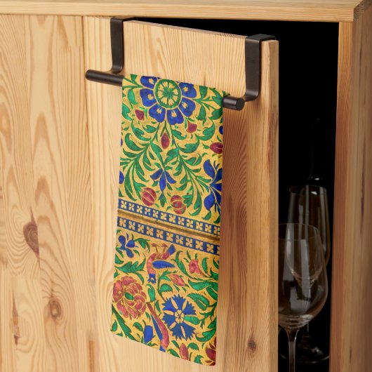 Kleurrijk bloemmotief met vogeltjes theedoek (Derde Gevouwen)