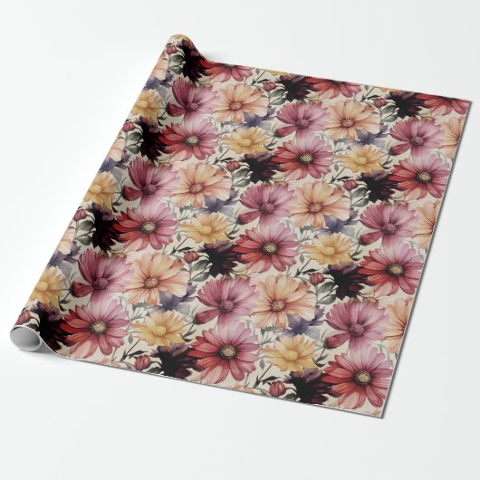 Kleurrijk Bloemmotief van Gerber Daisy Cadeaupapier (Uitgerold)