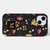Kleurrijk bloemmotief zwart gepersonaliseerd Case-Mate iPhone case (Achterkant (horizontaal))