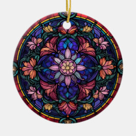 Kleurrijk bloemmozaïek keramisch ornament