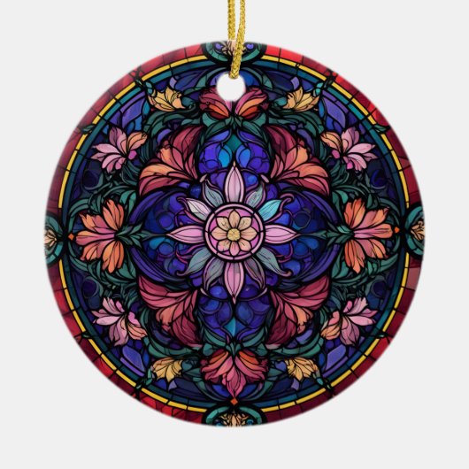 Kleurrijk bloemmozaïek keramisch ornament (Voorkant)