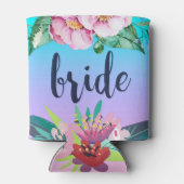 Kleurrijk bloemontwerp & bruidstekst blikjeskoeler (Achterkant)