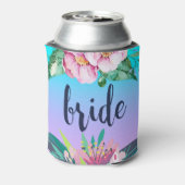 Kleurrijk bloemontwerp & bruidstekst blikjeskoeler (Blikje Achterkant)