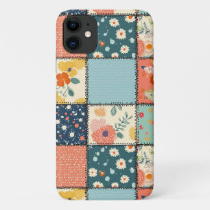 Kleurrijk bloempatcheworkdekbed met speelse print iPhone 11 hoesje