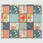Kleurrijk bloempatwerkdekbed met speelse print cadeaupapier (Vlak)