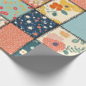 Kleurrijk bloempatwerkdekbed met speelse print cadeaupapier (Hoek)