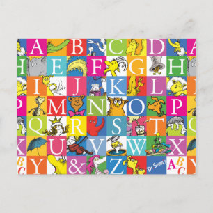 Kleurrijk blokletterpatroon van Dr. Seuss' ABC Briefkaart