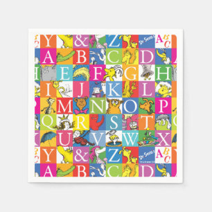Kleurrijk blokletterpatroon van Dr. Seuss's ABC Servet