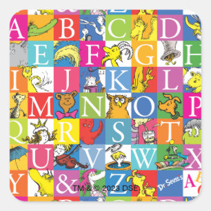 Kleurrijk blokletterpatroon van Dr. Seuss's ABC Vierkante Sticker