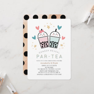 Kleurrijk Boba Bubble Tea Feest Geslacht Reveal Kaart