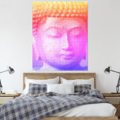 Kleurrijk boeddha-gezichtsveld met lijnen canvas afdruk (Insitu (Slaapkamer))