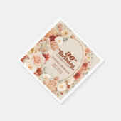 Kleurrijk boeket terracotta blush 90e verjaardag servet (Hoek)