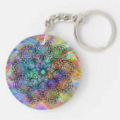 Kleurrijk Boheems Chic Mandala Bloemenpatroon Sleutelhanger (Achterkant)