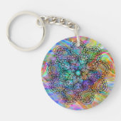 Kleurrijk Boheems Chic Mandala Bloemenpatroon Sleutelhanger (Voorkant)