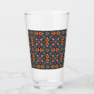 Kleurrijk Boho Bloemmotief Elegante Symmetrie Glas