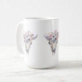 Kleurrijk Boho Bull Scull Bloemboeket Koffiemok (Voorkant links)