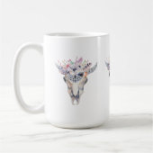 Kleurrijk Boho Bull Scull Bloemboeket Koffiemok (Links)